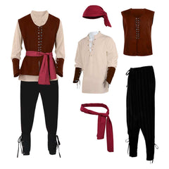 Medieval Renaissance Pirate Cosplay Outfits Full Set Retro Halloween Carnival Suit