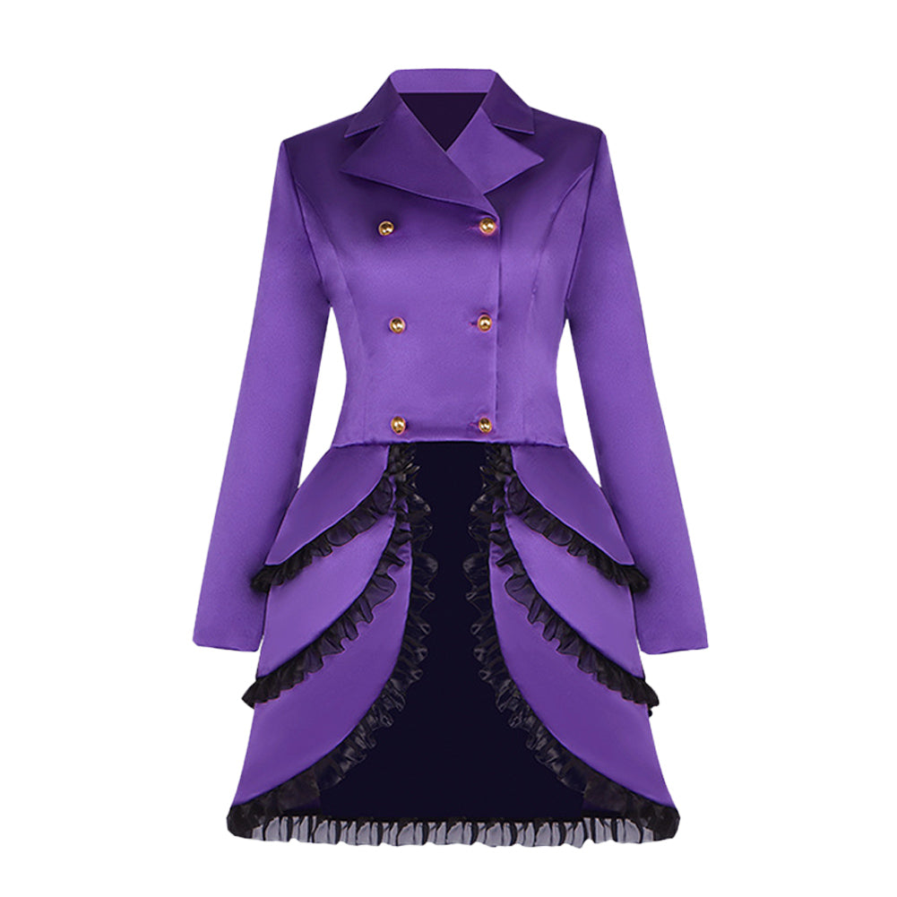 Medieval Retro Purple Lapel Irregular Hem Dress Tuxedo Cosplay Outfits Halloween Party Suit