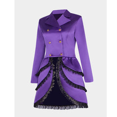 Medieval Retro Purple Lapel Irregular Hem Dress Tuxedo Cosplay Outfits Halloween Party Suit