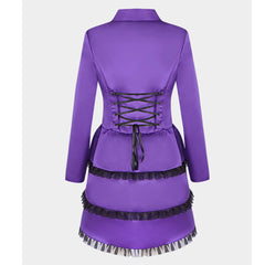 Medieval Retro Purple Lapel Irregular Hem Dress Tuxedo Cosplay Outfits Halloween Party Suit