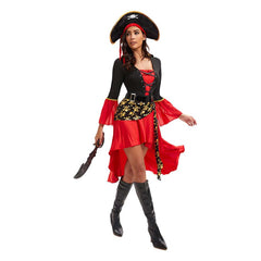 Medieval Retro Women Pirate Cosplay Outfits Halloween Party Suit