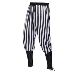 Medieval Vintage Stripe Strap Pirate Men Women Ankle Banded Pants Cosplay Costume Outfits Halloween Carnival Suit