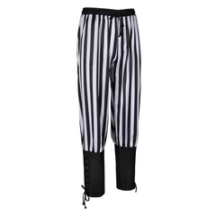 Medieval Vintage Stripe Strap Pirate Men Women Ankle Banded Pants Cosplay Costume Outfits Halloween Carnival Suit