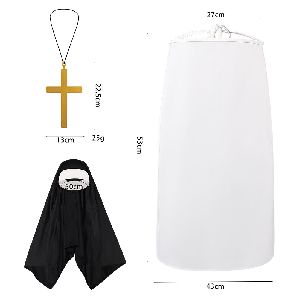 Medieval Women Nun Cosplay Robe 4 Pieces Set Halloween Church Suit ...