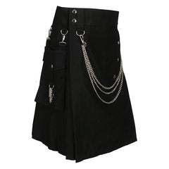 Men's Scottish Festival Chain Black Pleated Short Skirt Cosplay Outfits Halloween Party Suit