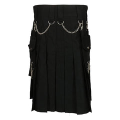 Men's Scottish Festival Chain Black Pleated Short Skirt Cosplay Outfits Halloween Party Suit