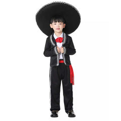 Mexican Ethnic Style Cosplay Costume For Kids Children 6 Piece Set Outfits Halloween Carnival Suit