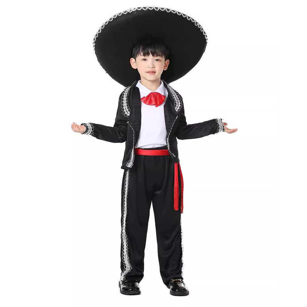 Mexican Ethnic Style Cosplay Costume For Kids Children 6 Piece Set Outfits Halloween Carnival Suit