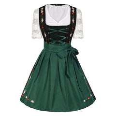 Oktoberfest Bavarian Beer Festival Clothing Women Green Dress With Apron Cosplay Costume Outfits Halloween Carnival Suit