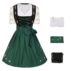 Oktoberfest Bavarian Beer Festival Clothing Women Green Dress With Apron Cosplay Costume Outfits Halloween Carnival Suit