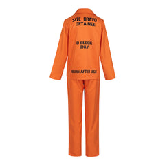 Orange Prisoner Clothes Uniform Women Top Pants Set Cosplay Costume Outfits Halloween Carnival Suit