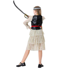 Pirate Mesh Dress For Kids Girls 5 Piece Set Cosplay Outfits Halloween Party Suit