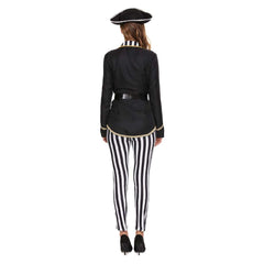 Pirate Striped Jumpsuit For Adult Women 4 Piece Set Cosplay Outfits Halloween Party Suit