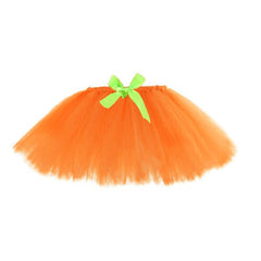 Pumpkins Kids Girls Orange Mesh Tutu Dress 2 Piece Set Cosplay Outfits Halloween Party Suit