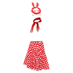 Retro 1950s Women Polka Dot Red Bustier Skirt 6 Piece Set Cosplay Outfits Halloween Party Suit