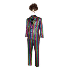 Retro 1970s Men Disco Neon 5 Pieces Set Outfit Cosplay Costume Outfits Halloween Carnival Suit Halloween Party Costume