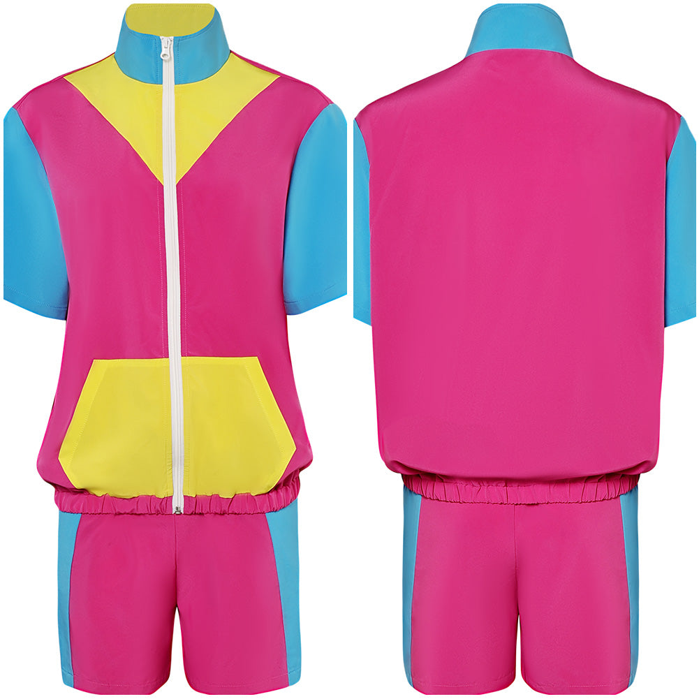Retro 80s 2 Piece Set Pink Short-sleeved Track Suits Cosplay Outfits H ...