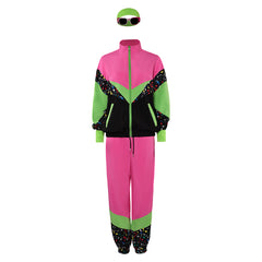 Retro 80s 6 Piece Set Pink Unisex Sportswear Cosplay Outfits Halloween Party Suit