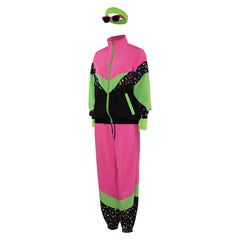 Retro 80s 6 Piece Set Pink Unisex Sportswear Cosplay Outfits Halloween Party Suit