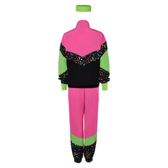 Retro 80s 6 Piece Set Pink Unisex Sportswear Cosplay Outfits Halloween Party Suit