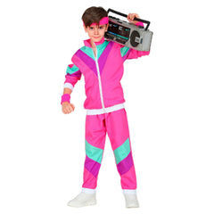 Retro 80S 90S Hip Hop Kids Children Pink Sportswear Set Cosplay Outfits Halloween Party Suit