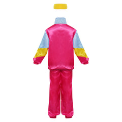 Retro 80s Blue and Rose Red Colorblocked 3 Piece Hip Hop Tracksuit Set For Kids Girls Boys Cosplay Costume Outfits Halloween Carnival Party Suit