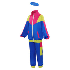 Retro 80s Hip Hop Kids Children 3 Piecs Blue Tracksuit Cosplay Outfits Halloween Party Suit