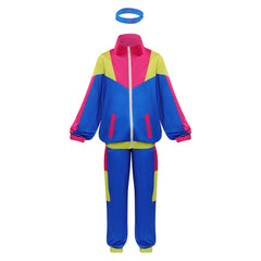 Retro 80s Hip Hop Kids Children 3 Piecs Blue Tracksuit Cosplay Outfits Halloween Party Suit