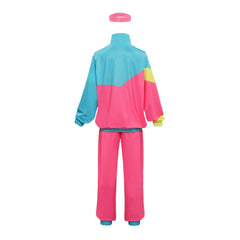 Retro 80S Kids Girls 3 Piece Set Hip Hop Pink Tracksuit Cosplay Outfits Halloween Party Suit