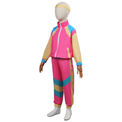 Retro 80s Kids Girls Pink Sportswear 3 Piece Set Cosplay Outfits Halloween Party Shell Suit