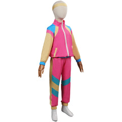 Retro 80s Kids Girls Pink Sportswear 3 Piece Set Cosplay Outfits Halloween Party Shell Suit