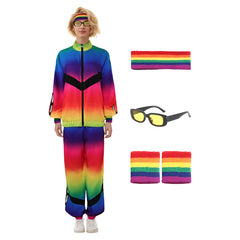 Retro 80s Unisex Colorful 5 Piece Set Sportswear Cosplay Outfits Halloween Party Suit