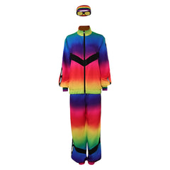 Retro 80s Unisex Colorful 5 Piece Set Sportswear Cosplay Outfits Halloween Party Suit