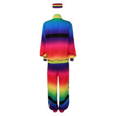 Retro 80s Unisex Colorful 5 Piece Set Sportswear Cosplay Outfits Halloween Party Suit