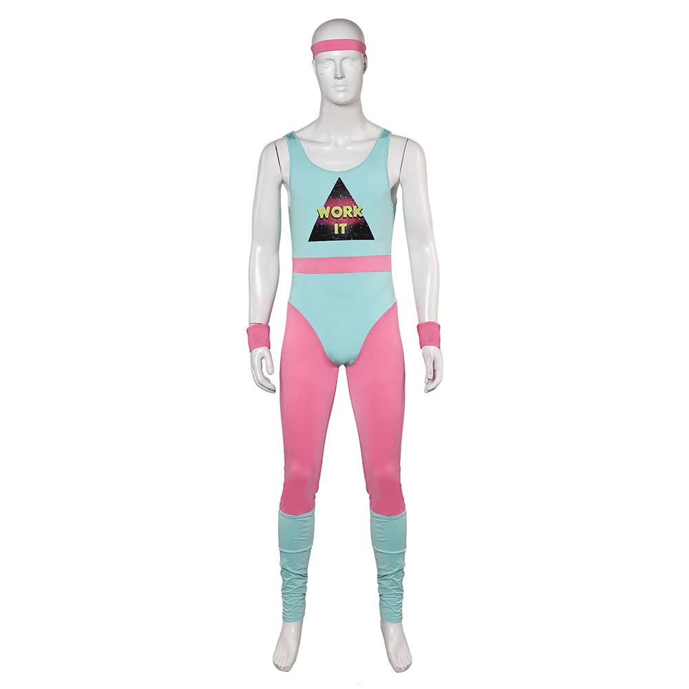 Retro 80s Workout Costumes 4 Piece Set For Men Cosplay Outfits Halloween Party Suit