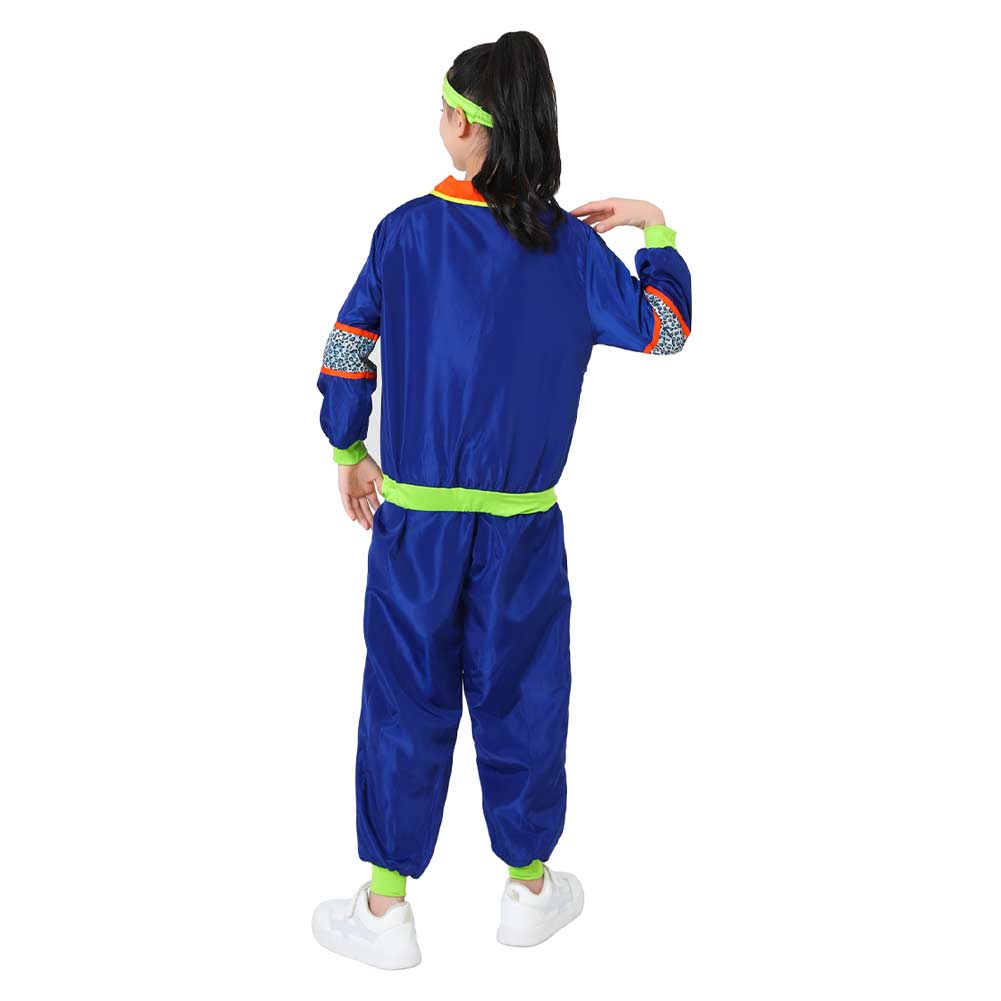 Retro Disco Kids Children 3 Piece Set Blue Sportswear Tracksuit Cospla ...