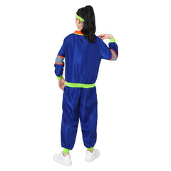 Retro Disco Kids Children 3 Piece Set Blue Sportswear Tracksuit Cosplay Outfits Halloween Party Suit