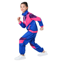 Retro Disco Kids Children Purple 3 Piece Set Sportswear Cosplay Outfits Halloween Party Suit