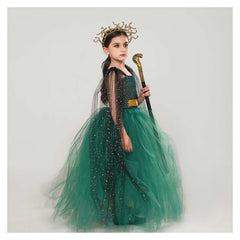 Retro Greek Goddess Medusa Kids Girls Green Tutu Mesh Dress Cosplay Outfits Halloween Party Suit