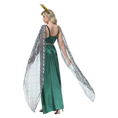 Retro Greek Goddess Medusa Women Green Mesh Dress Cosplay Outfits Halloween Party Suit