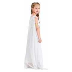 Retro Greek Goddess White Dress 6 Piece Set For Little Girls Cosplay Outfits Halloween Party Suit