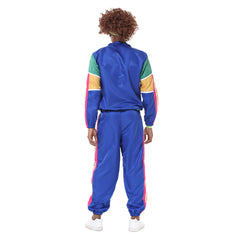 Retro Hip Hop Disco Men's Blue 5 Piece Set Sportswear Cosplay Outfits Halloween Party Suit