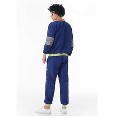 Retro Hip Hop Disco Men's Blue Jacket Pants Headband Sprotwear Outfits Cosplay Halloween Carnival Suit