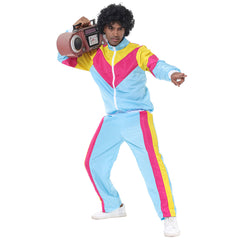 Retro Hip Hop Disco Men's Color Block 2 Piece Set Sportswear Cosplay Outfits Halloween Party Suit