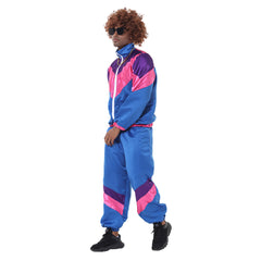 Retro Hip Hop Disco Men's Purple Jacket Pants Sprotwear Outfits Cosplay Halloween Carnival Shell Suit