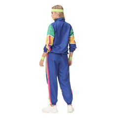 Retro Hip Hop Disco Women's Blue 5 Piece Set Sportswear Cosplay Outfits Halloween Party Suit