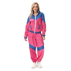 Retro Hip Hop Disco Women's Pink Jacket Pants Sprotwear Outfits Cosplay Halloween Carnival Suit