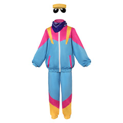 Retro Hip Hop Kids Blue Sportswear 5 Piece Set Cosplay Tracksuit Halloween Party Suit