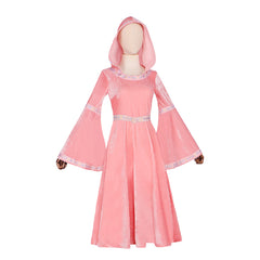 Retro Medieval Court Kids Girls Princess Pink Gown Long Dress Cosplay Outfits Halloween Party Suit