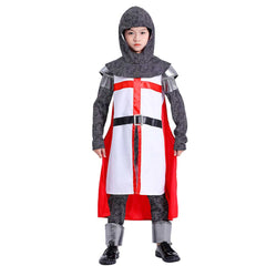 Retro Medieval Crusader Templar Knights 4 Piece Set Kids Boys Cosplay Costume Outfits Halloween Carnival Suit